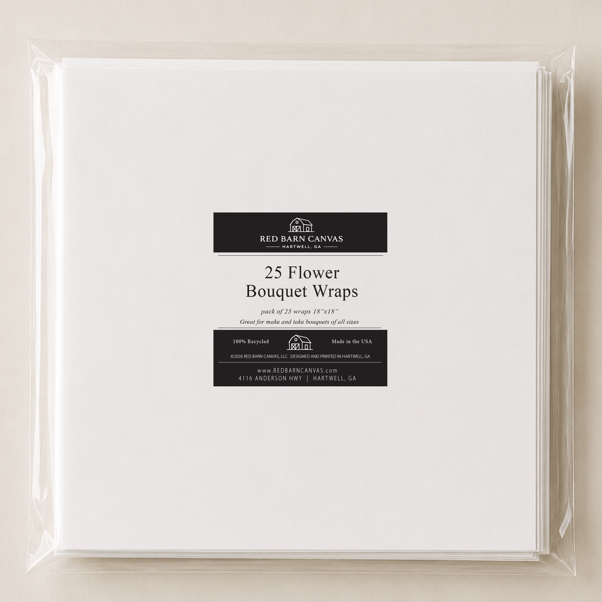 Blank Wraps | 25 Flower Bar Bouquet Wraps