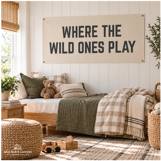 Where The Wild Ones Play | Natural Canvas Tapestry