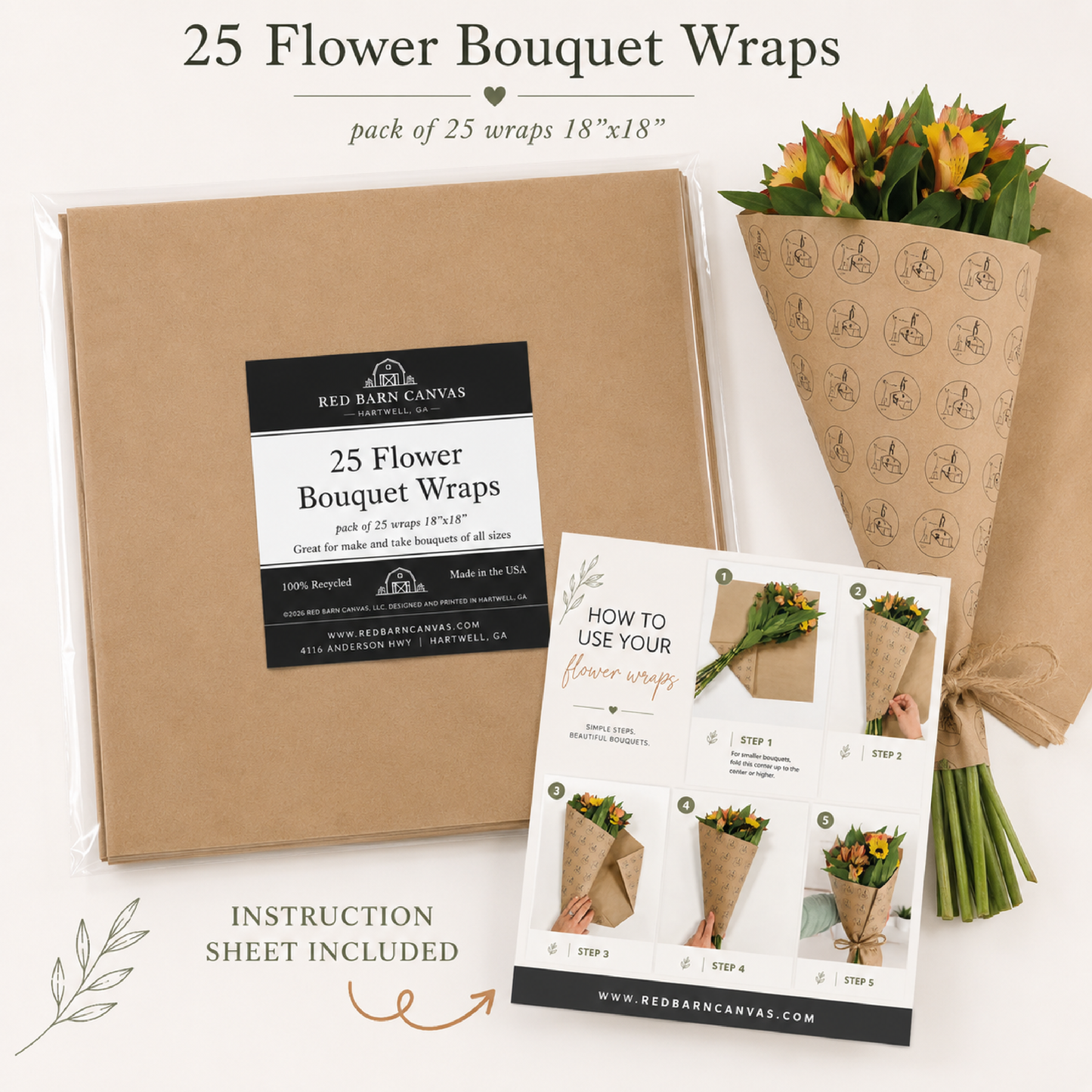 Love In Bloom Script Flower Bouquet Wraps
